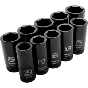 3/4″ Drive 10 Piece 6 Point, Deep Length, Impact SAE Socket Set, 15/16″ – 1-5/8″