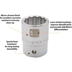 3/4″ Drive 12 Point SAE, Standard Length, Chrome Sockets - view 2