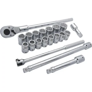 3/4″ Drive 20 Piece 12 Point, Standard Length, Metric Socket Set, 19mm – 36mm