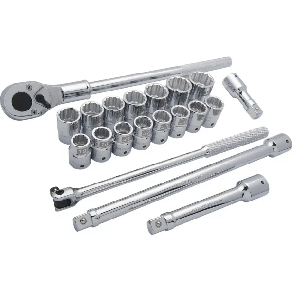 3/4″ Drive 20 Piece 12 Point, Standard Length, Metric Socket Set, 19mm – 36mm