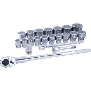 1″ Drive 21 Piece 12 Point Standard SAE Socket Set