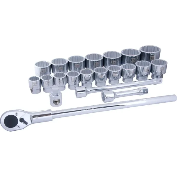 1″ Drive 21 Piece 12 Point Standard SAE Socket Set