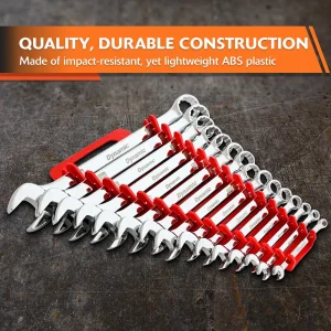 2 Piece Wrench Holder Set, Red & Black, SAE & Metric Wrench Organizer, Holds Up to 30 Wrenches - view 2