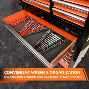 2 Piece Wrench Holder Set, Red & Black, SAE & Metric Wrench Organizer, Holds Up to 30 Wrenches - view 4