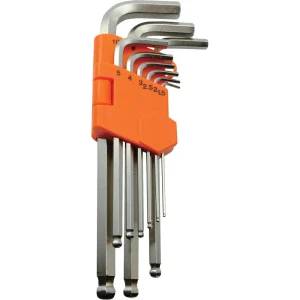 9 Piece Metric Ball End Long Hex Key Set, 1.5mm – 10mm