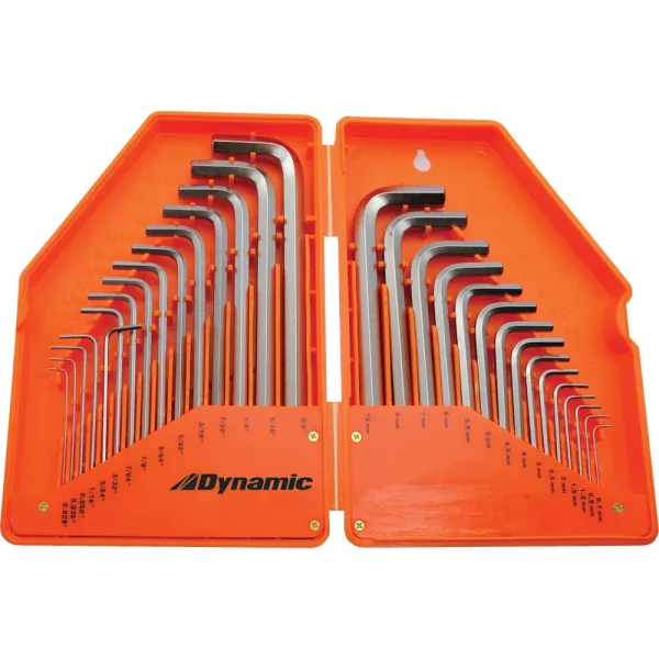 30 Piece SAE & Metric Hex Key Set, .028″ – 3/8″ & .7mm – 10mm