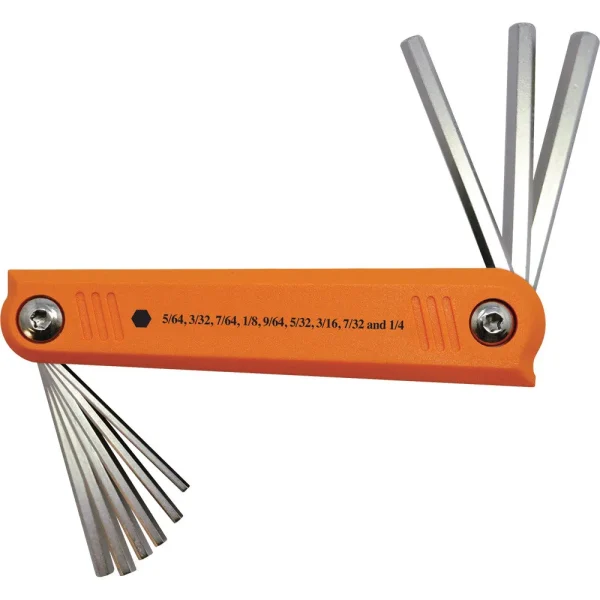 9 Piece SAE Folding Hex Key Set, 5/64″ – 1/4″