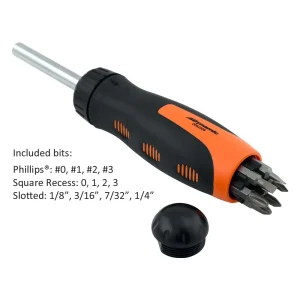 13 Piece Ratcheting Screwdriver Set, 12 Bits - view 3