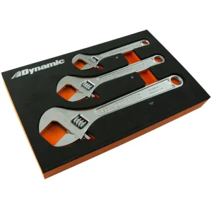 3 Piece Adjustable Wrench Set, Chrome Finish, 6″, 8″ & 10″