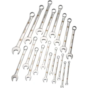 19 Piece Metric Combination Wrench Set, Mirror Chrome Finish, 6mm – 24mm