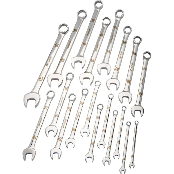19 Piece Metric Combination Wrench Set, Mirror Chrome Finish, 6mm – 24mm