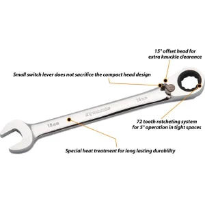 SAE Reversible Combination Ratcheting Wrenches - view 2