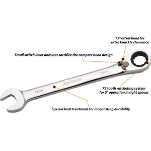 Metric Reversible Combination Ratcheting Wrenches - view 2