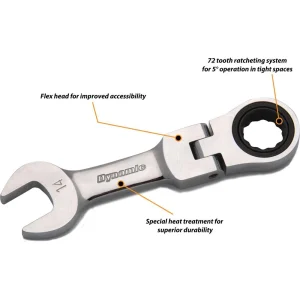Metric Stubby Flex Head Ratcheting Wrenches - view 2