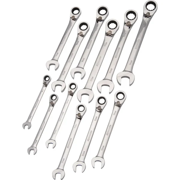 12 Piece Metric Reversible, Combination Ratcheting Wrench Set, 8mm – 19mm