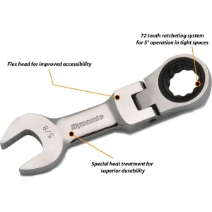 8 Piece SAE Stubby Flex Head, Combination Ratcheting Wrench Set, 5/16″ – 3/4″ - view 2