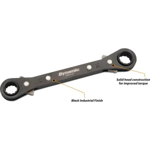5 Piece Metric Double Box End, Reversible Ratcheting Wrench Set, Straight - view 2