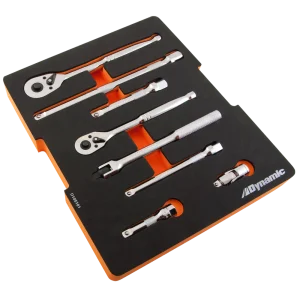 9 Piece Ratchet, Extension, U-Joint and Flex Handle Set, 3/8” and 1/2” Drive, Includes Foam Tool Organizer