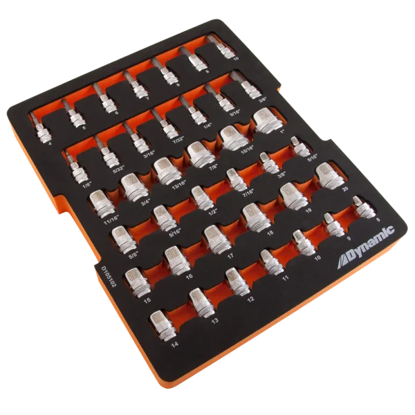 40 Piece Chrome Laser-Etched Socket Set, 3/8″ Drive, with Foam Tool Organizer
