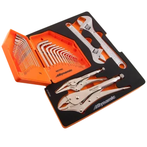 Hex Keys, Locking Pliers and Adjustable Wrenches Set with Foam Tool Organizer