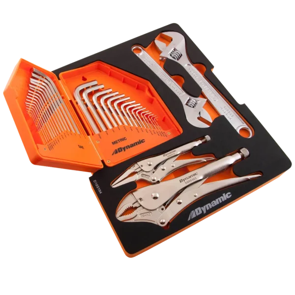 Hex Keys, Locking Pliers and Adjustable Wrenches Set with Foam Tool Organizer