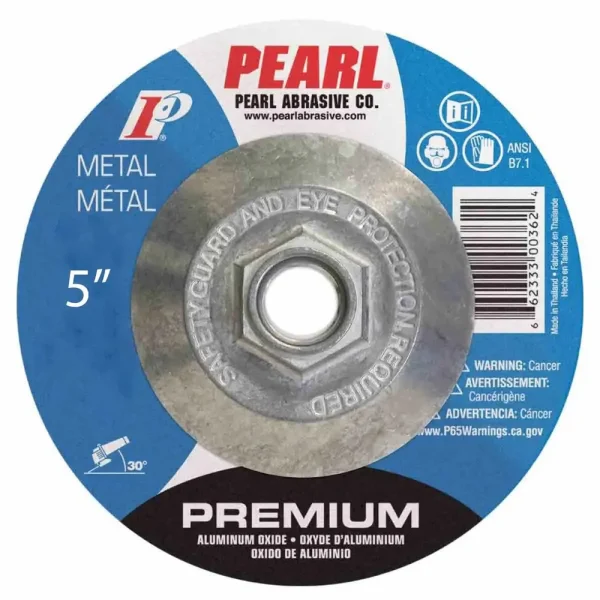 Pearl Premium AO Depressed Center Grinding Wheel 5″ x 7/8″