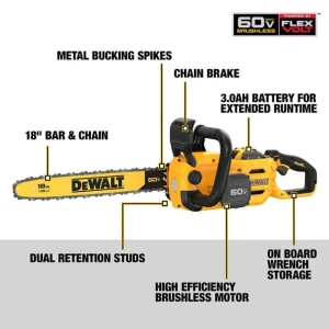 DeWalt 60V Max 18in Cordless Chainsaw Kit - view 3