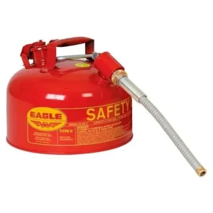Eagle 2-Gal Type II Red 5/8″ OD Flex Spout Safety Gas Can for Liquid Flammables