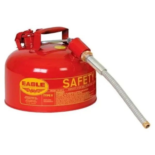 Eagle 2-Gal Type II Red 5/8″ OD Flex Spout Safety Gas Can for Liquid Flammables