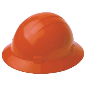 Delta Plus Orange Ratchet Full Brim Hard Hat – Americana Full Brim, Mega Ratchet 4-Point Nylon Suspension with Ratche...
