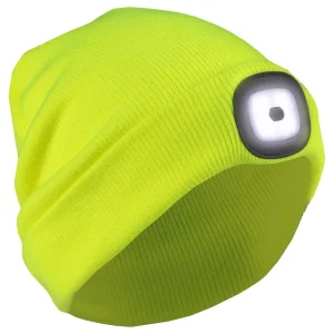 Delta Plus Lime Knit Cap with Rechargeable LED Light