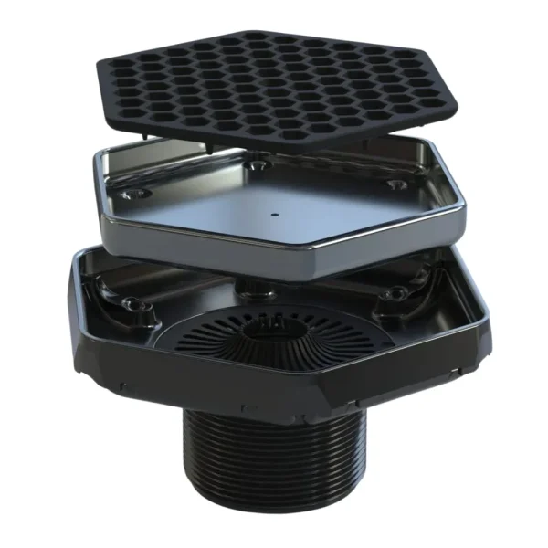 Ebbe Hex – Tile-In Hex Drain | Polished Chrome