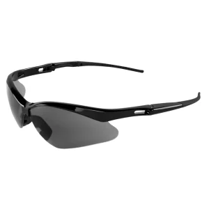 Global Glove & Safety Spearfish Smoke Lens with Black Frame Protective EyeWear – Includes Retainer Cord