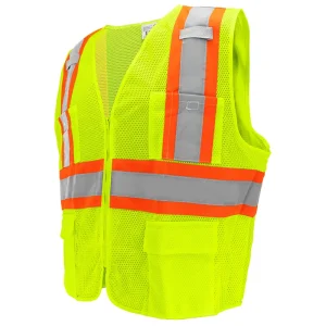 Global Glove & Safety ANSI Class 2 Mesh High Visibility Zipper Vest, Lime - view 3