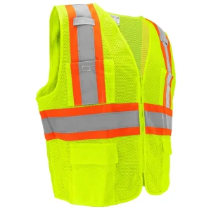 Global Glove & Safety ANSI Class 2 Mesh High Visibility Zipper Vest, Lime - view 4