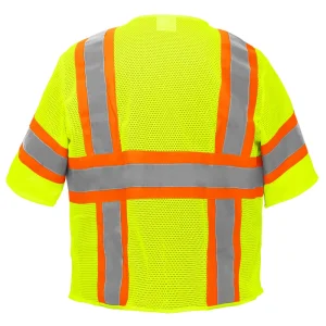 Global Glove & Safety ANSI Class 3 Mesh High Visibility Zipper Vest with Sleeves, Lime - view 2