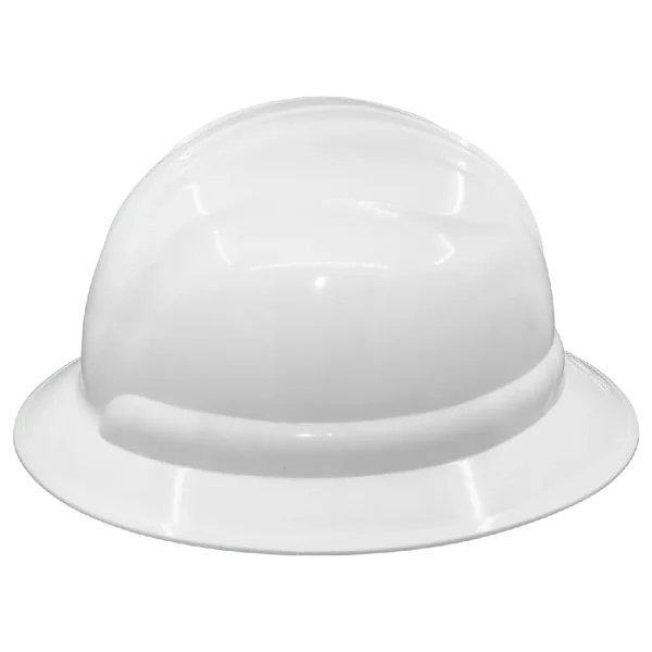 Delta Plus White Ratchet Full Brim Hard Hat, 6 Point Ratchet Suspension