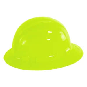 Delta Plus Hi-Viz Lime Ratchet Americana Full Brim Hard Hat, 4-Point Nylon Suspension with Ratchet Adjustment