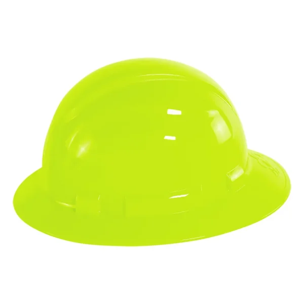Delta Plus Hi-Viz Lime Ratchet Americana Full Brim Hard Hat, 4-Point Nylon Suspension with Ratchet Adjustment