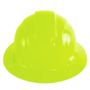 Delta Plus Hi-Viz Lime Ratchet Americana Full Brim Hard Hat, 4-Point Nylon Suspension with Ratchet Adjustment - view 2