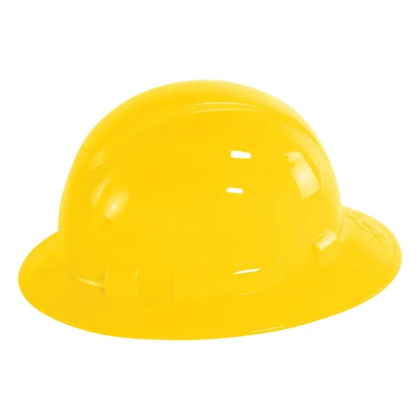 Delta Plus Yellow Ratchet Full Brim Hard Hat – Americana Full Brim, Mega Ratchet 4-Point Nylon Suspension with Ratche...
