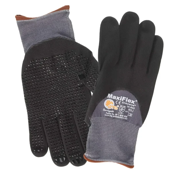 Protective Industrial Products Nitrile Dotted, Micro-Foam Maxiflex Plus II Gloves, Black/Grey