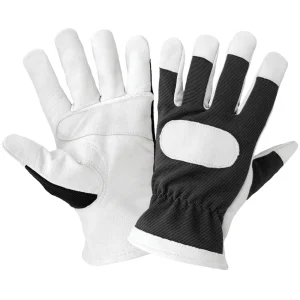 Global Glove & Safety XL Spandex Over Goatskin Work Gloves, Open Cuff, Reinforced Double Palm, White/Black
