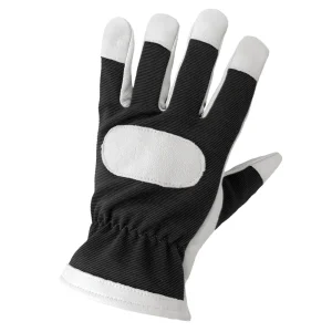 Global Glove & Safety XL Spandex Over Goatskin Work Gloves, Open Cuff, Reinforced Double Palm, White/Black - view 3