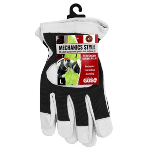 Global Glove & Safety XL Spandex Over Goatskin Work Gloves, Open Cuff, Reinforced Double Palm, White/Black - view 4