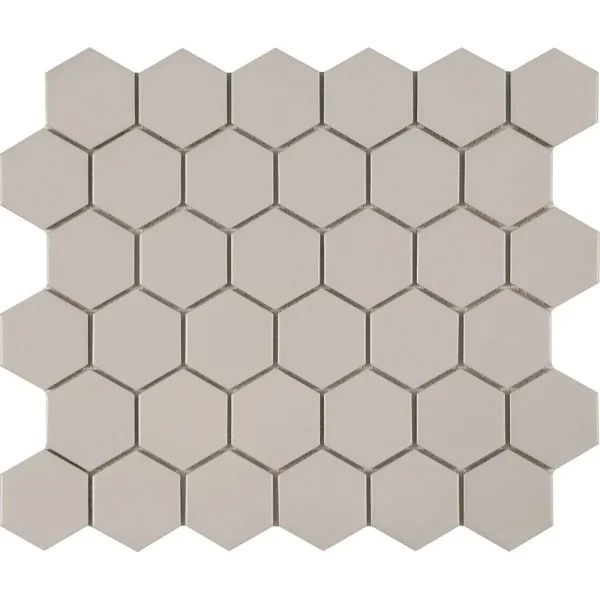 Interceramic Gray Mosaic Tile Matte Hexagon Pattern 11″ x 13″ Sheet
