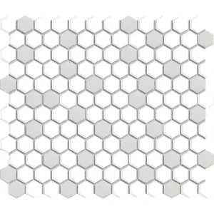 Interceramic Gray & White Mosaic Tile Hexagon Pattern Tile 10″ x 12″ Sheet