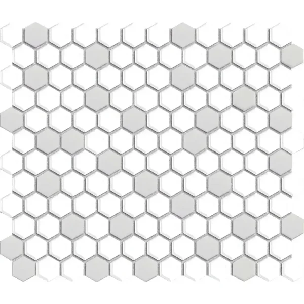 Interceramic Gray & White Mosaic Tile Hexagon Pattern Tile 10″ x 12″ Sheet