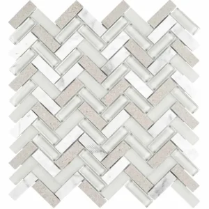 Interceramic Gray Mosaic Tile Glass Herringbone Pattern 11″ x 11″ Sheet