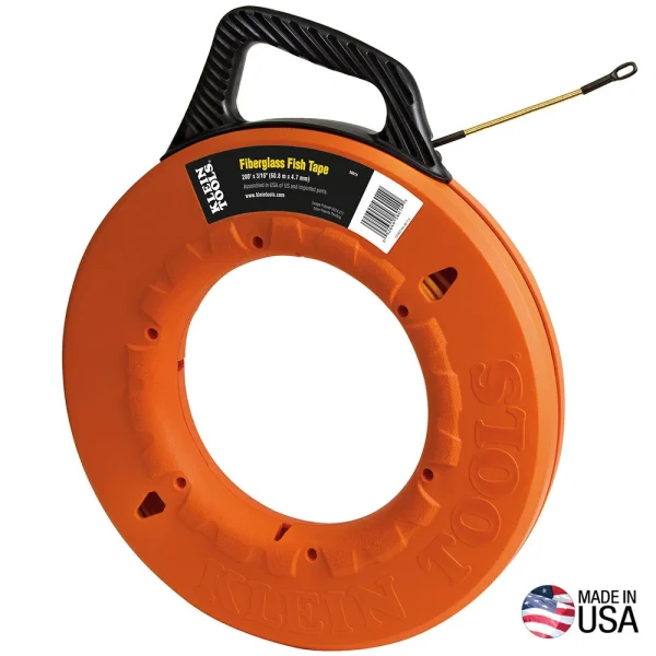 Klein Fiberglass Fish Tape with Spiral Leader – 200’